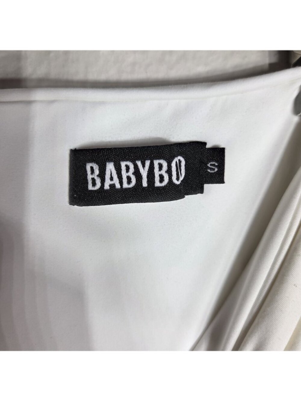 Baby Boo White Ring Linked Cut Out Full Ruched Mini Dress Size S Strapless - Picture 5 of 15